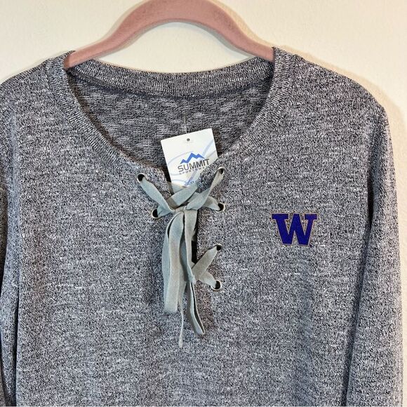 Summit Gray University of Washington Lace Up Sweatshirt Medium NWT - Picture 2 of 13
